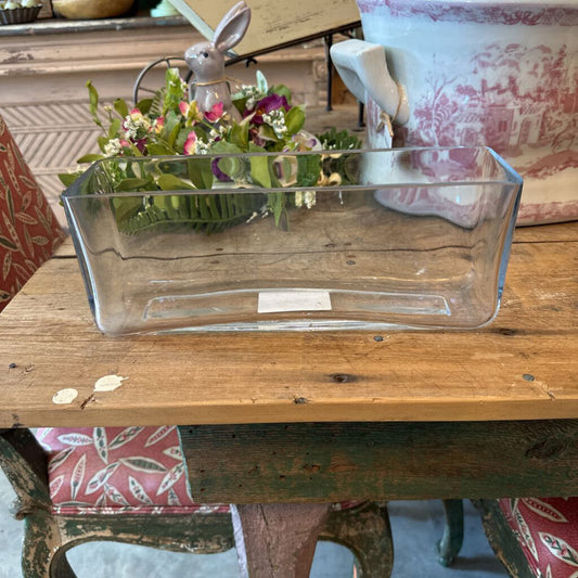 RECTANGULAR GLASS VASE/CANDLE HOLDER