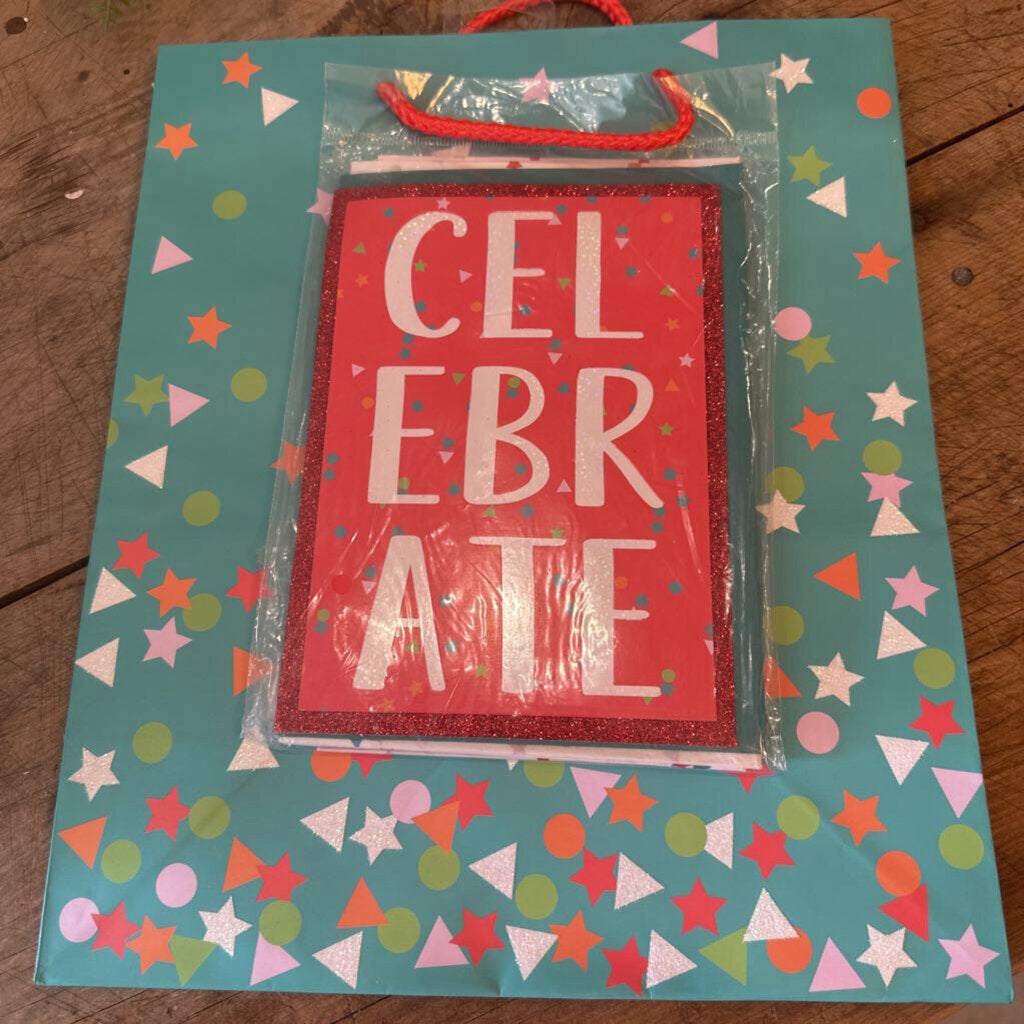 GIFT BAG SET WITH TISSUE PAPER AND CARD