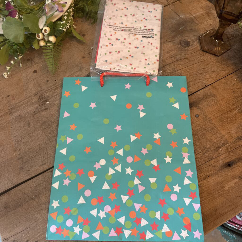 GIFT BAG SET WITH TISSUE PAPER AND CARD