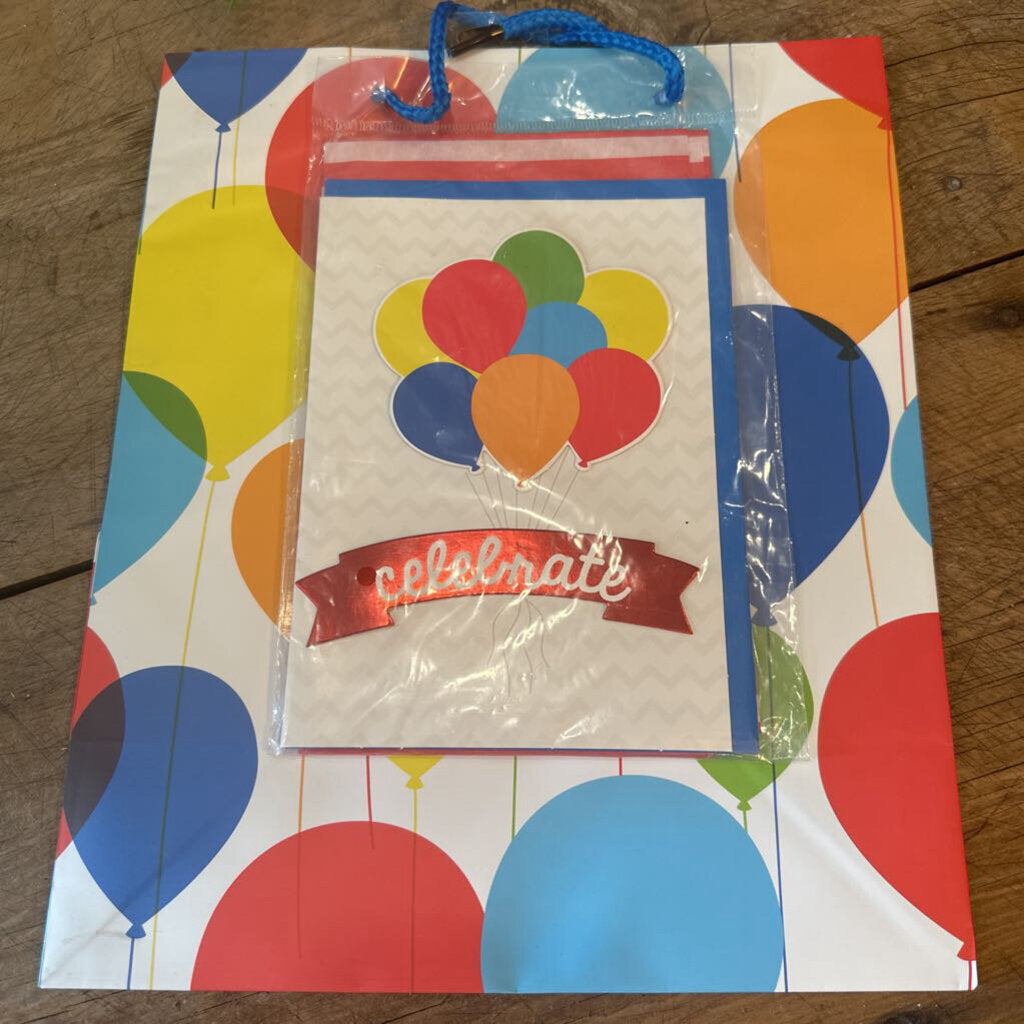 GIFT BAG SET WITH TISSUE PAPER AND CARD