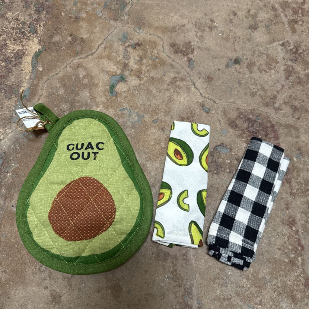 AVACADO OVEN MITT AND TOWEL