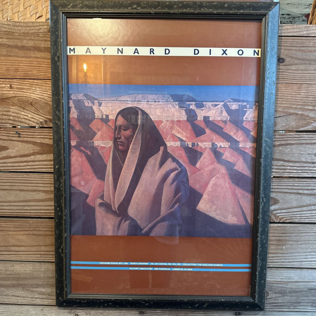VINTAGE FRAMED "EARTH KNOWER" BY MAYNARD DIXON POSTER