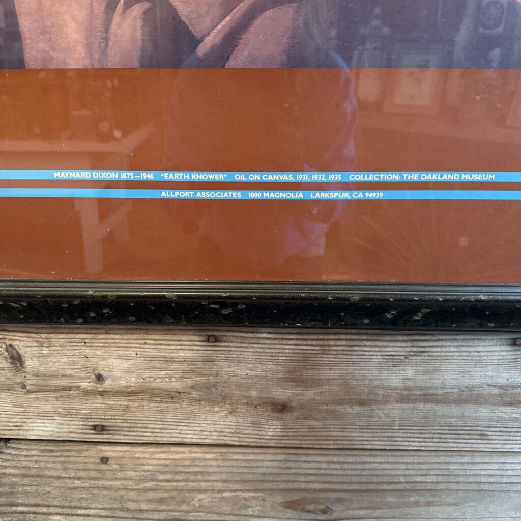 VINTAGE FRAMED "EARTH KNOWER" BY MAYNARD DIXON POSTER