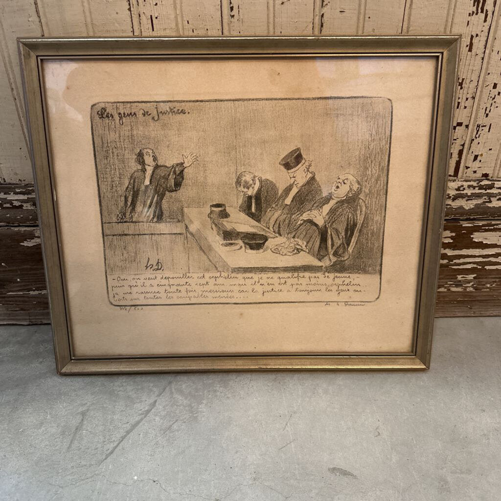 DAUMIER PRINT IN SILVER FRAME "MEN OF JUSTICE"