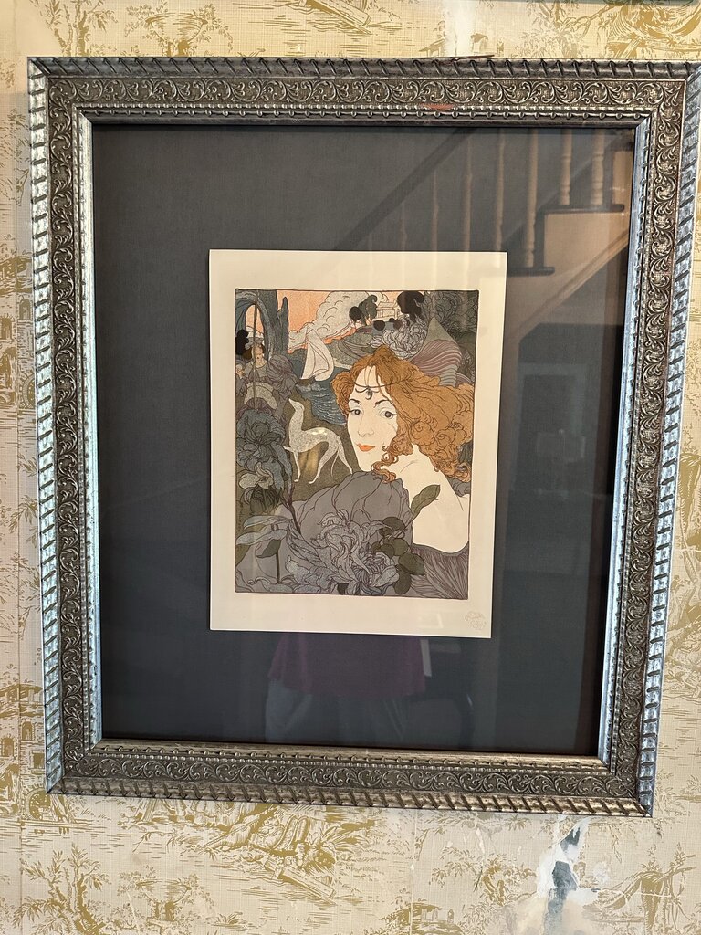 FRAMED "HOMECOMING (RETOUR)" 1897 LITHOGRAPH BY GEORGES de FEURE
