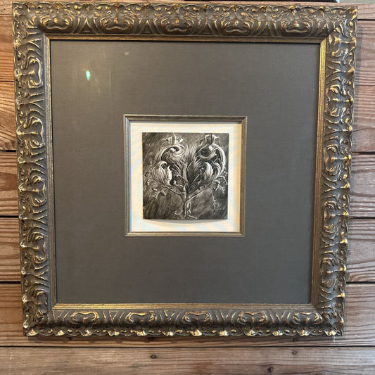 FRAMED PEN AND INK HEART