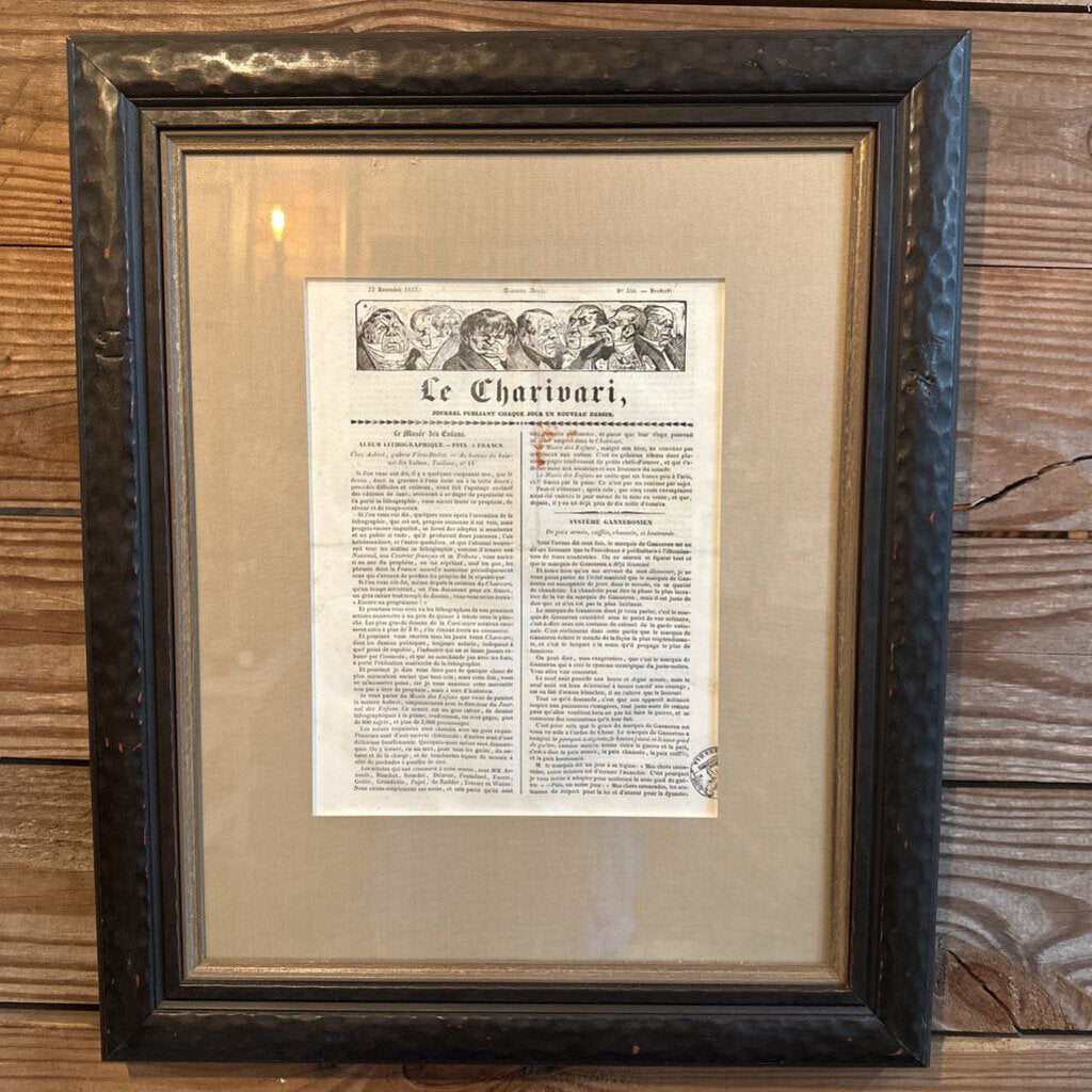 FRAMED LE CHARIVARI PRINT, NOVEMBER 22, 1833