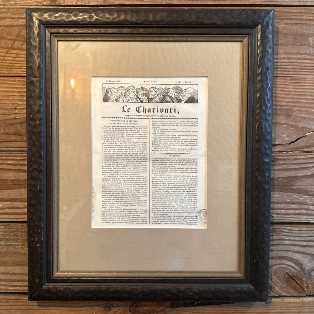 FRAMED LE CHARIVARI PRINT, DECEMBER 22, 1833