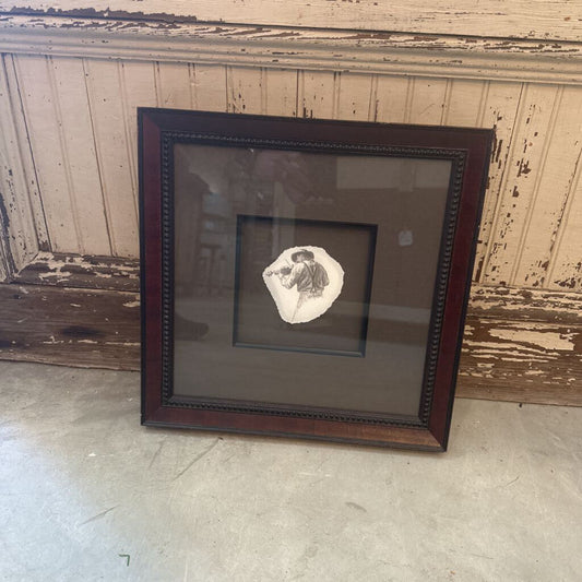 FRAMED ORIGINAL PENCIL DRAWING "THE FIDDLER" BY J. DEVINE
