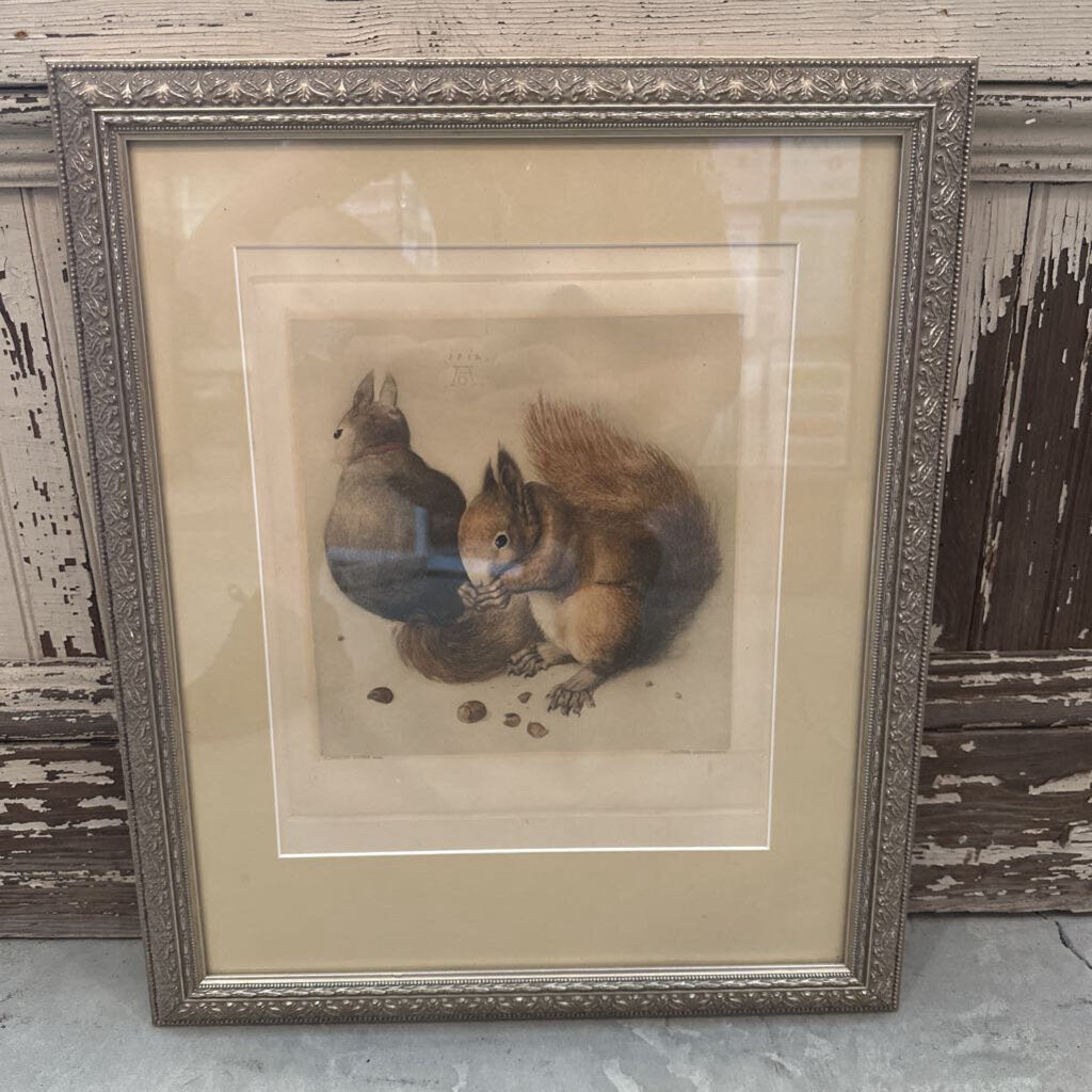 FRAMED "TWO SQUIRRELS" PRINT BY ALBRECHT DURER, C. 1890
