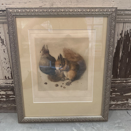 FRAMED "TWO SQUIRRELS" PRINT BY ALBRECHT DURER, C. 1890