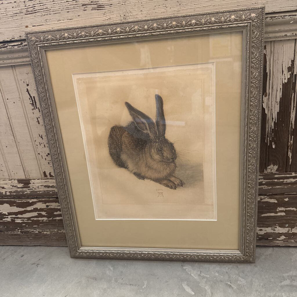 FRAMED "YOUNG HARE" PRINT BY ALBRECHT DURER, C. 1890