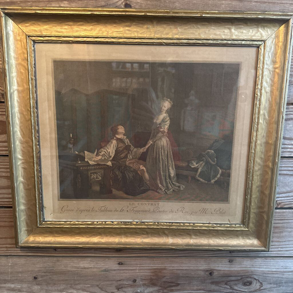 "LE CONTRAT" BY JEAN-HONORE FRAGONARD ENGRAVING BY MAURICE BLOT