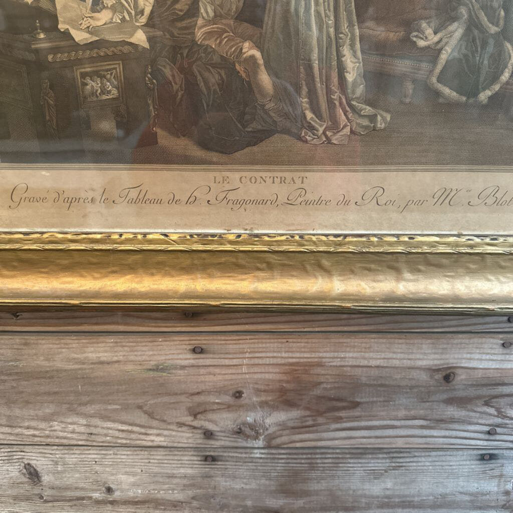 "LE CONTRAT" BY JEAN-HONORE FRAGONARD ENGRAVING BY MAURICE BLOT