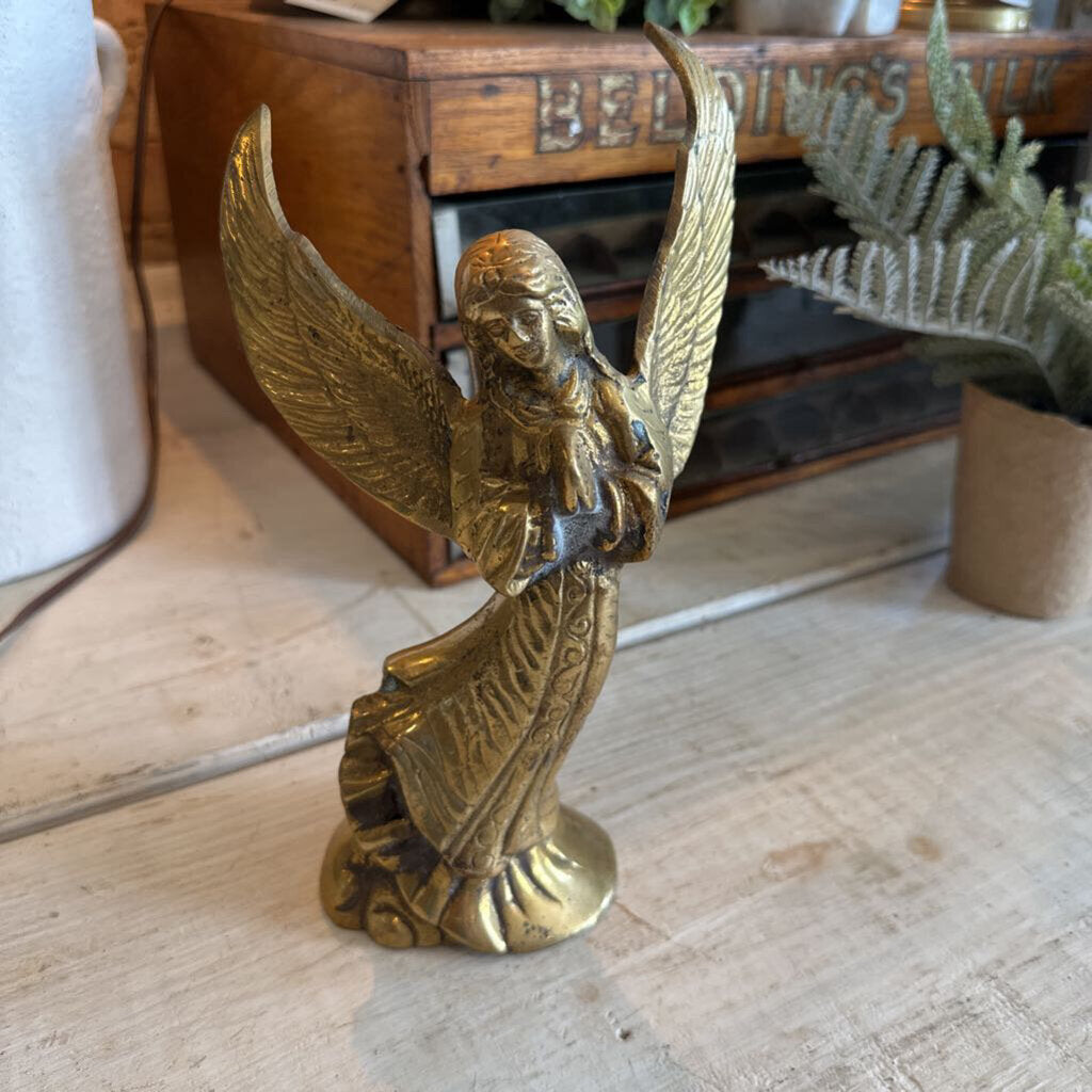 VINTAGE SOLID BRASS ANGEL TAPER HOLDER
