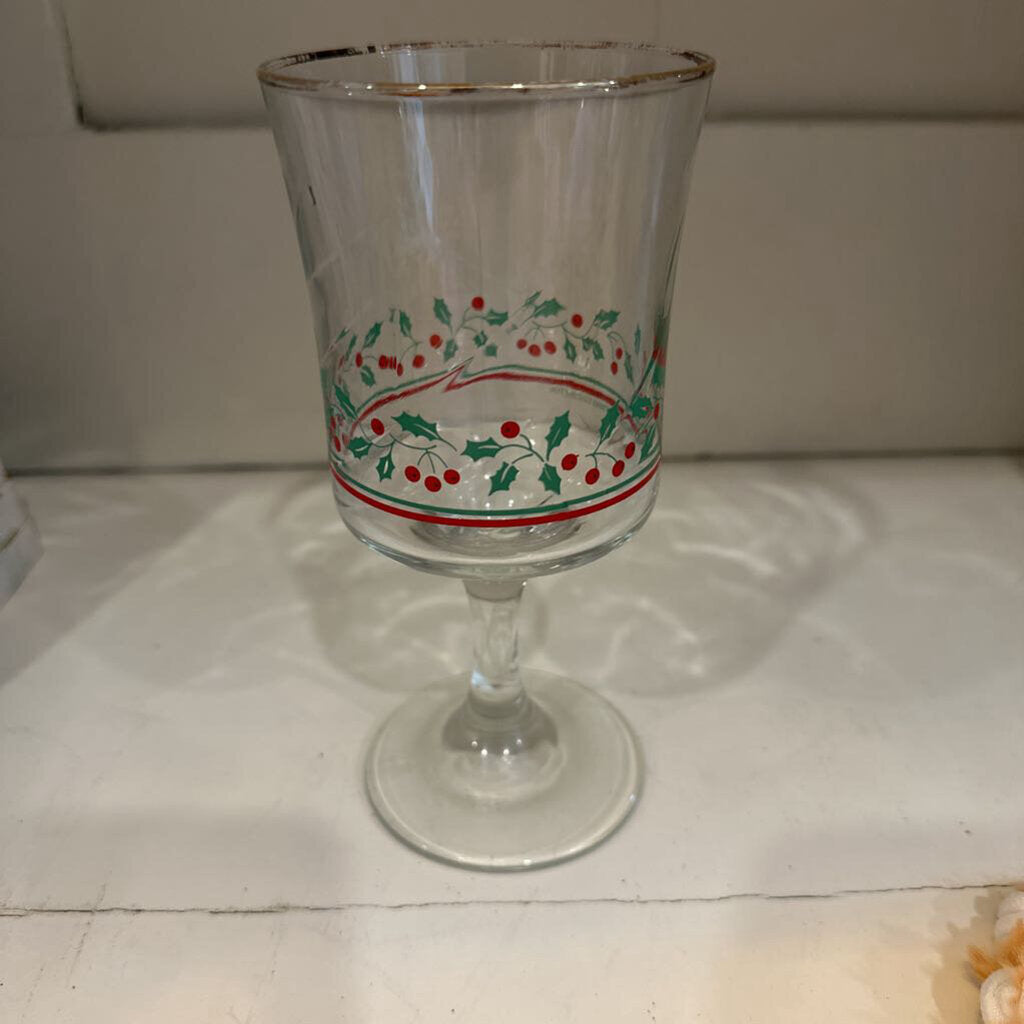 ARBY'S 1986 HOLLY BERRY CHRISTMAS COLLECTION WINE GLASS