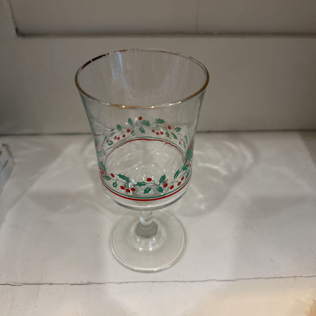 ARBY'S 1986 HOLLY BERRY CHRISTMAS COLLECTION WINE GLASS