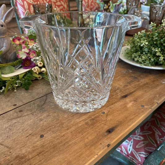 VINTAGE CUT CRYSTAL CHAMPAGNE COOLER ICE BUCKET WITH HANDLES