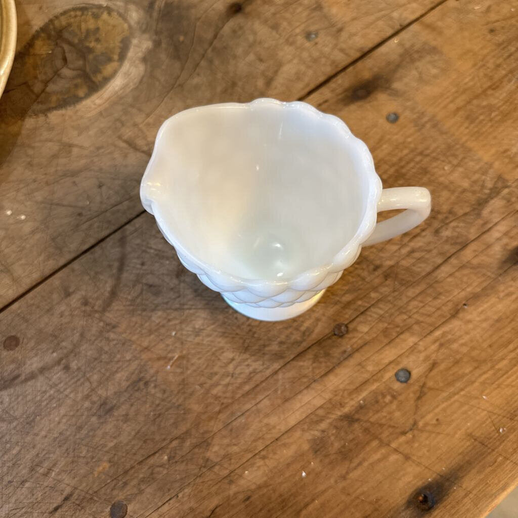 HOBNAIL MILK GLASS CREAMER