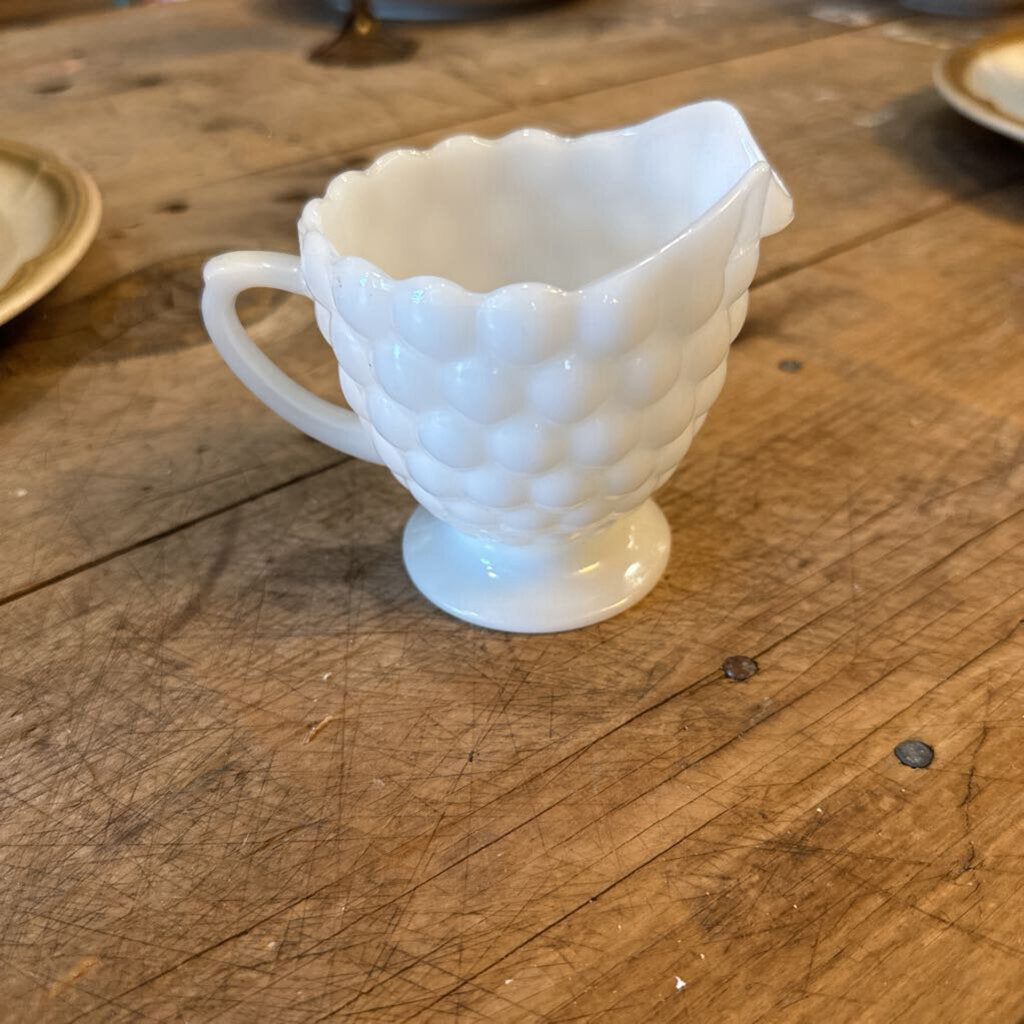 HOBNAIL MILK GLASS CREAMER
