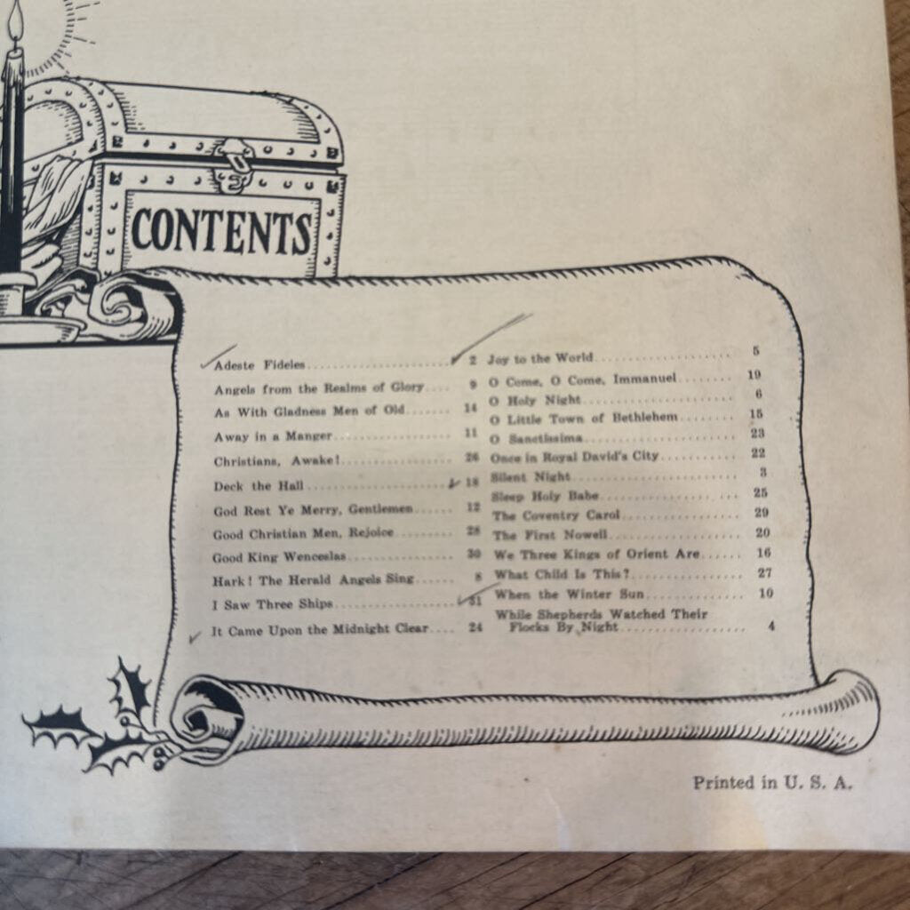 "TREASURE CHEST OF CHRISTMAS SONGS AND CAROLS" SONG BOOK, 1936 EDITION