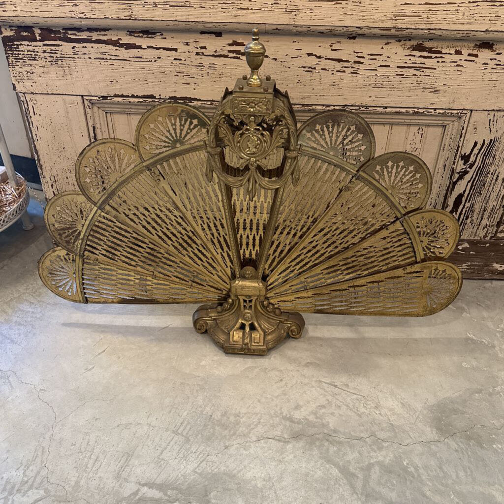 BRASS FOLDING FIREPLACE FAN
