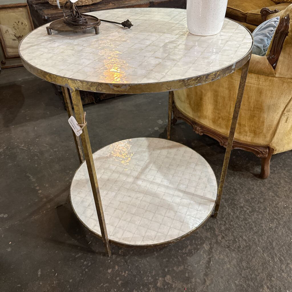 ROUND TWO TIER SIDE TABLE
