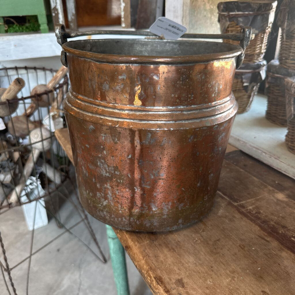 COPPER POT WITH BRASS HANDLE