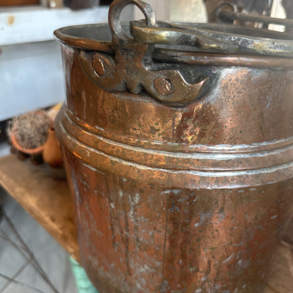 COPPER POT WITH BRASS HANDLE