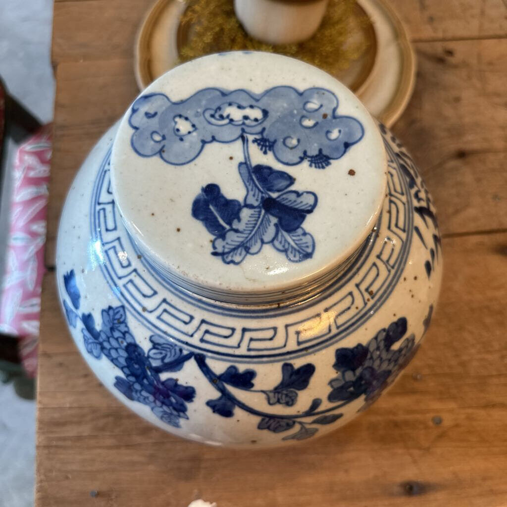 GINGER JAR WITH LID, LATE 1800'S TO VERY EARLY 1900'S