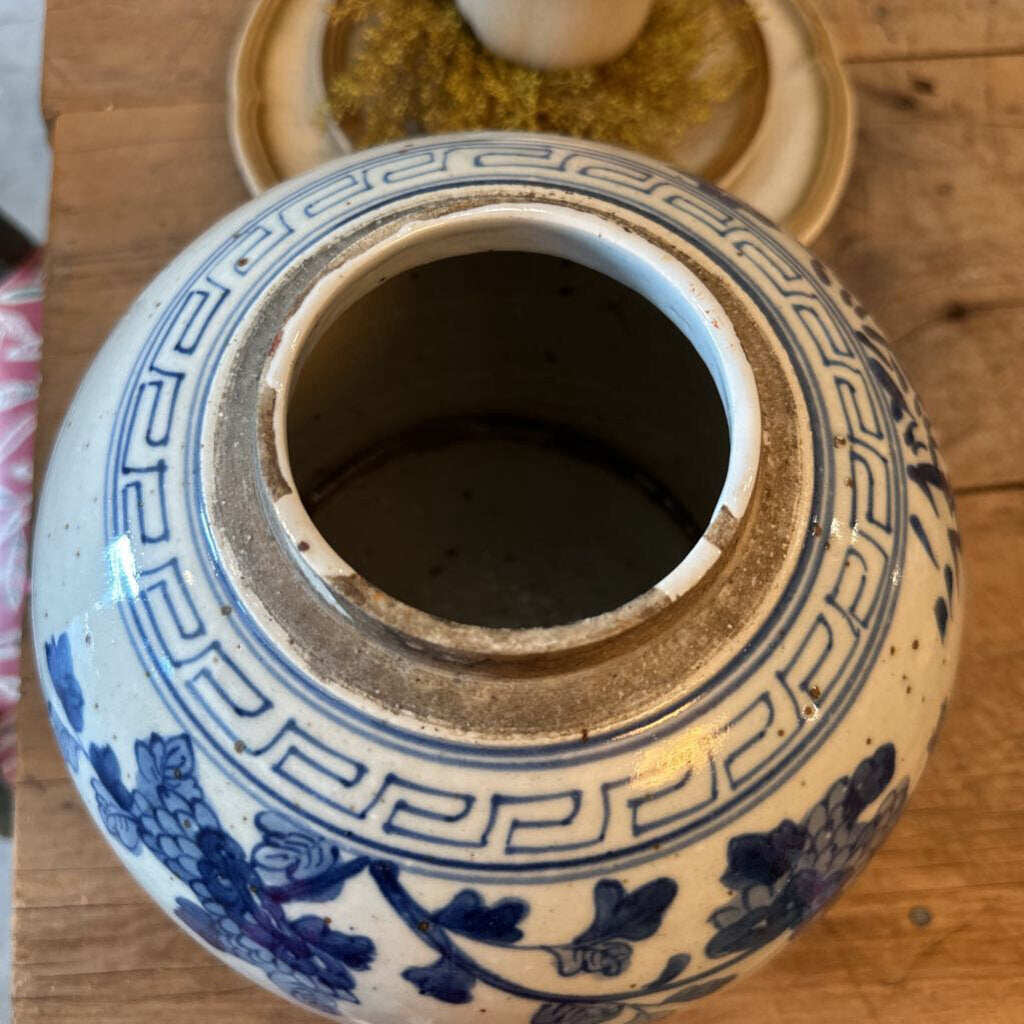 GINGER JAR WITH LID, LATE 1800'S TO VERY EARLY 1900'S