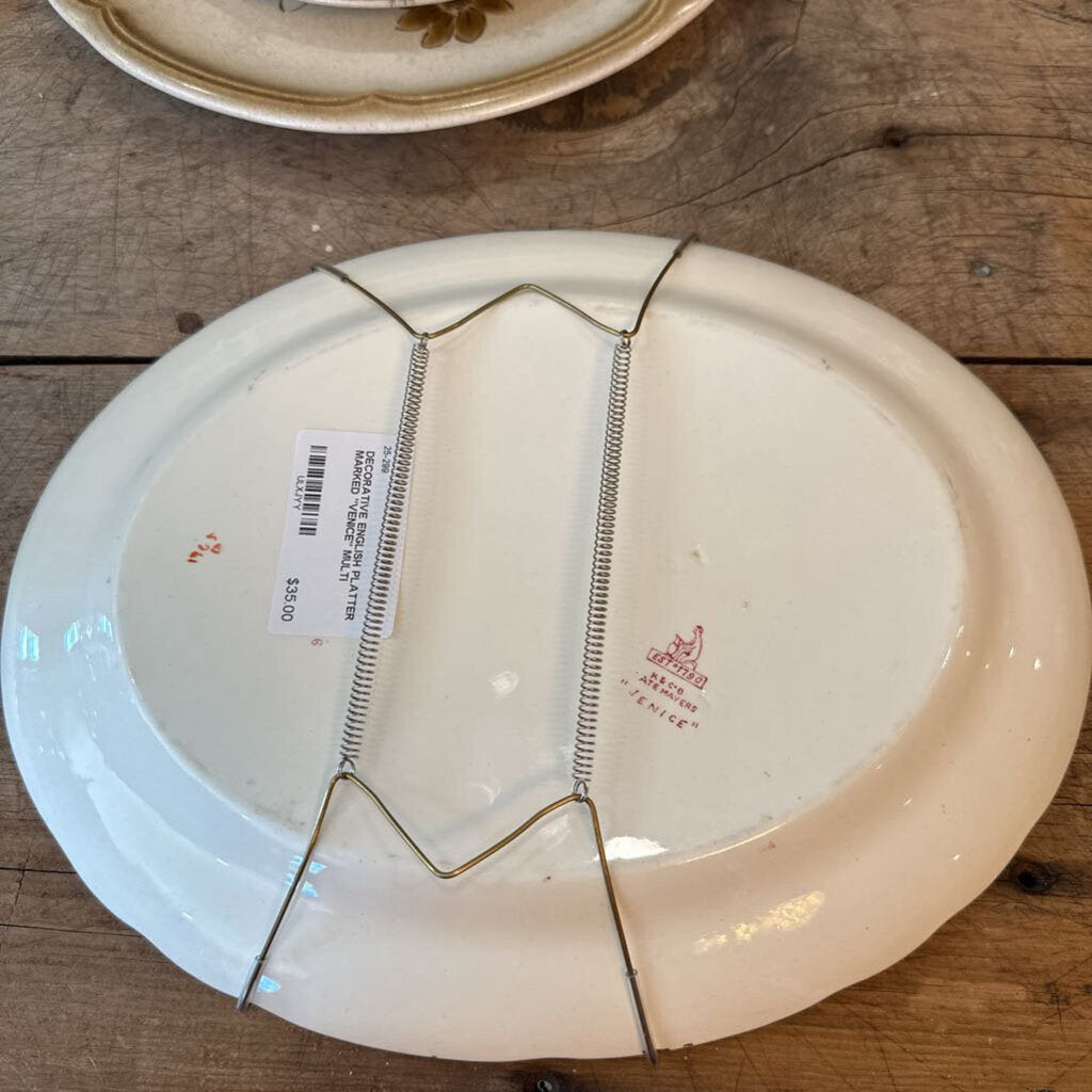 DECORATIVE ENGLISH PLATTER MARKED "VENICE"