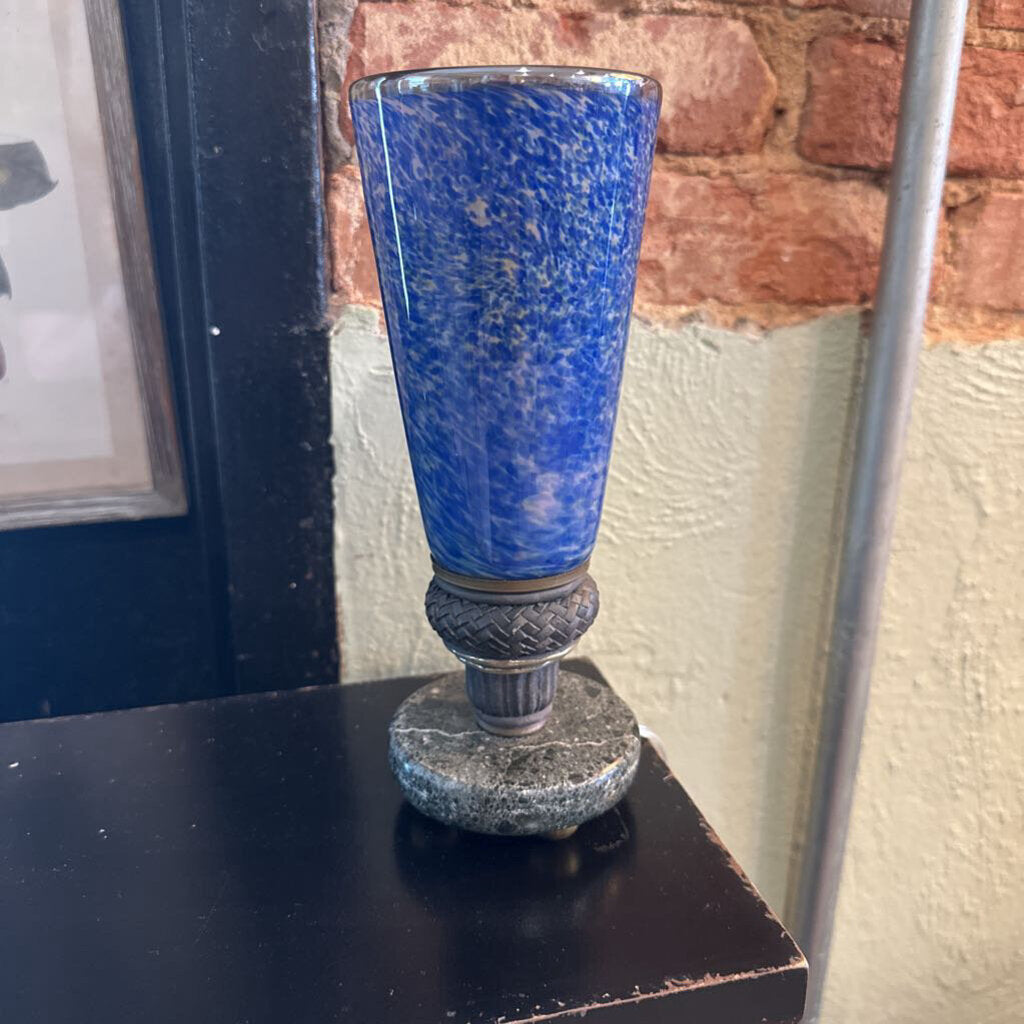 GLASS TABLE LAMP WITH MARBLE BASE