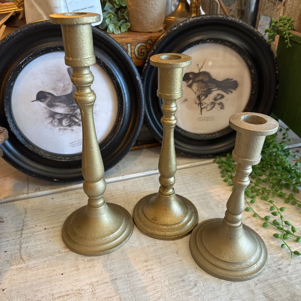BRASS TAPER ORNATE CANDLESTICK