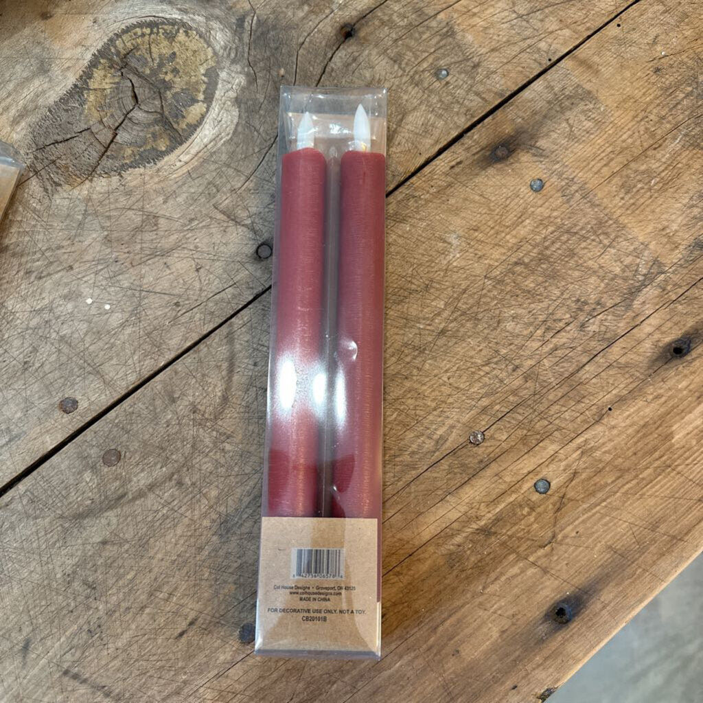 WAX TAPER CANDLES WITH TIMER AND REALISTIC FLAME
