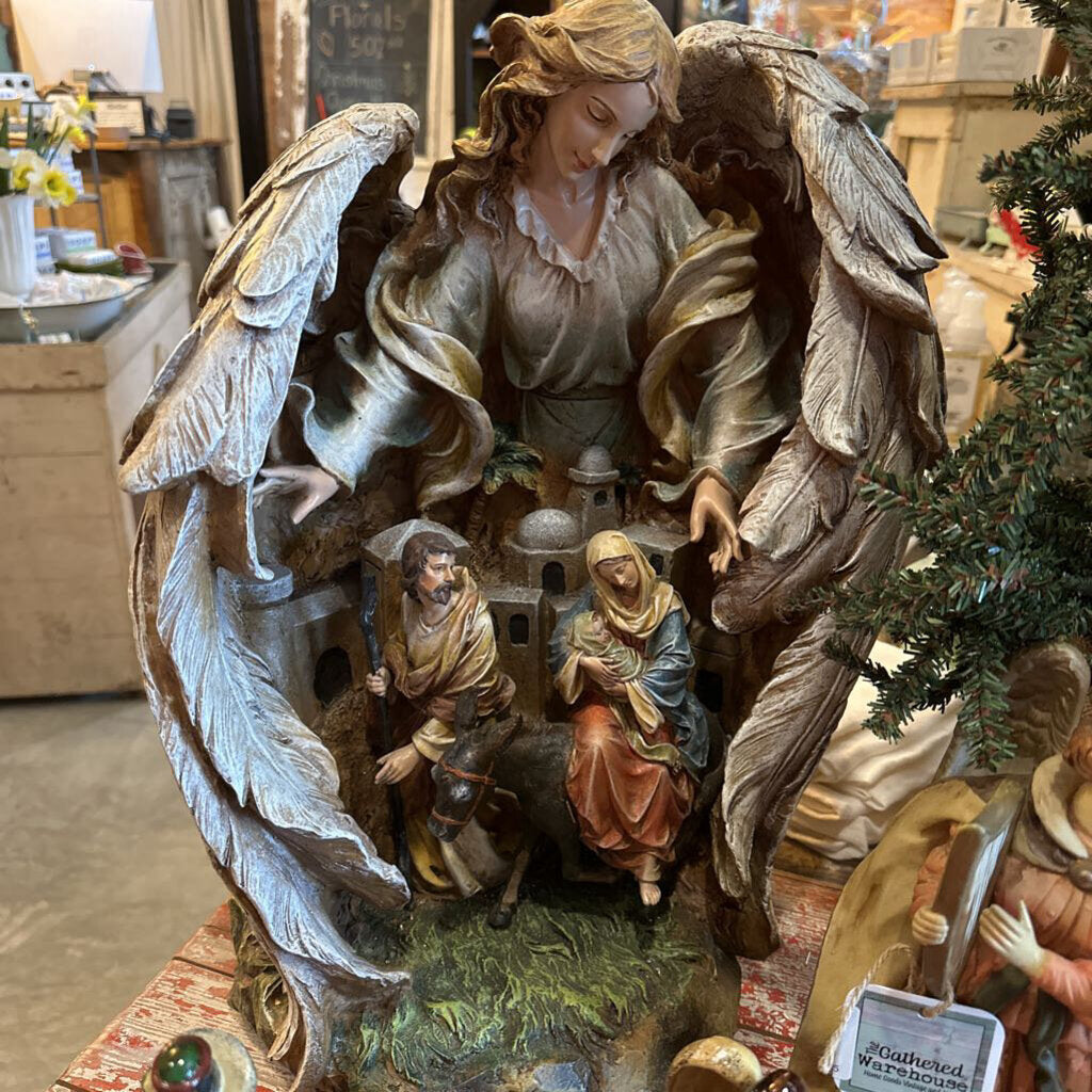 HOLY FAMILY WITH GUARDIAN ANGEL STATUE