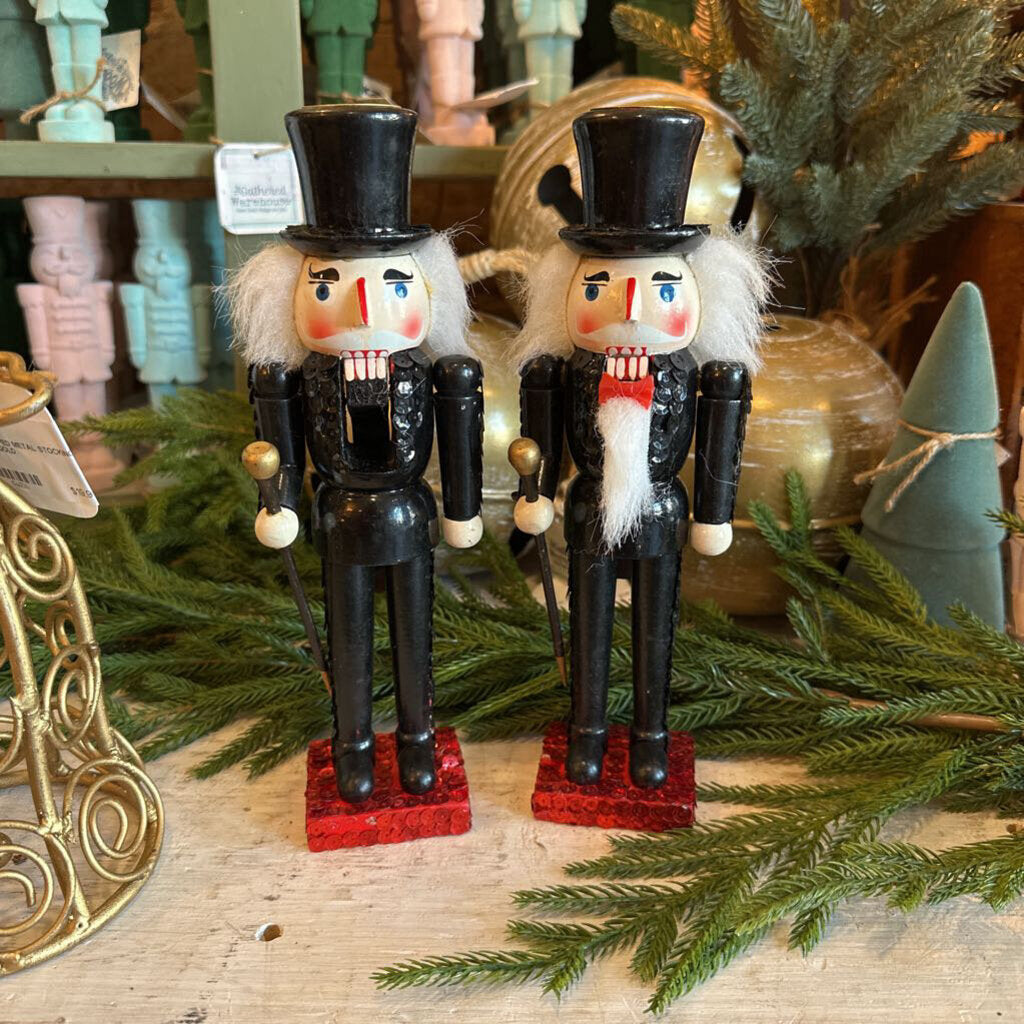 VINTAGE NUTCRACKER SEQUINED TAPER CANDLE HOLDERS