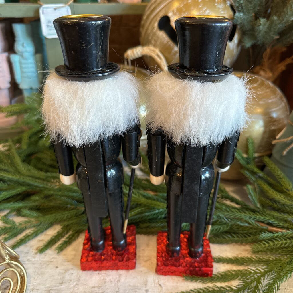 VINTAGE NUTCRACKER SEQUINED TAPER CANDLE HOLDERS