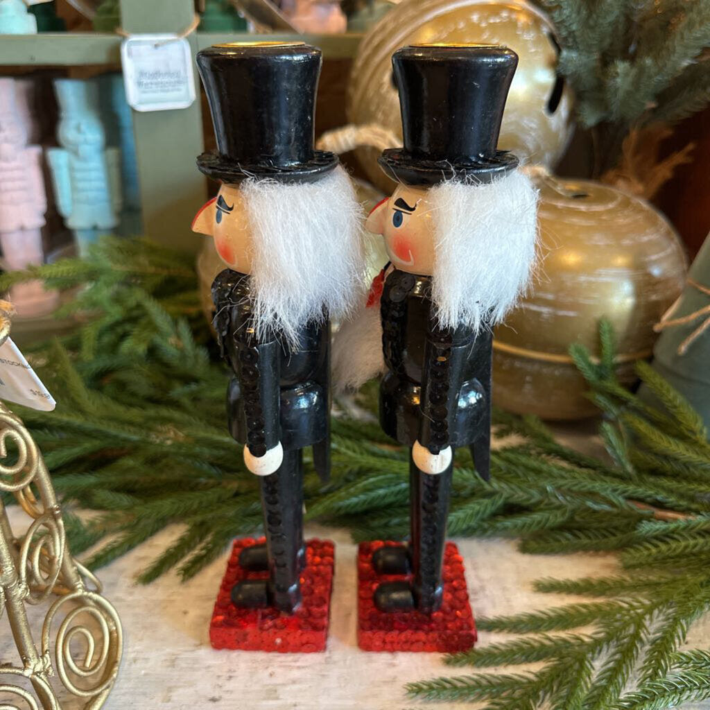 VINTAGE NUTCRACKER SEQUINED TAPER CANDLE HOLDERS