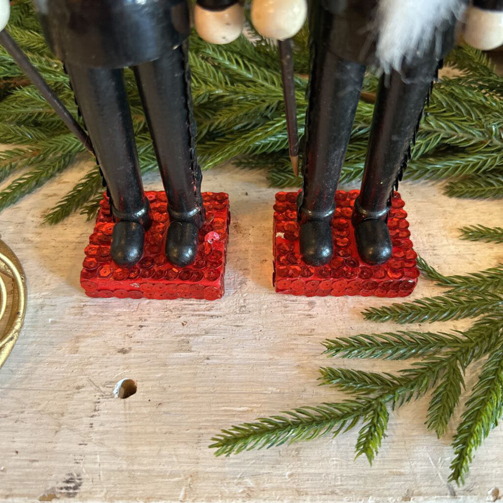 VINTAGE NUTCRACKER SEQUINED TAPER CANDLE HOLDERS