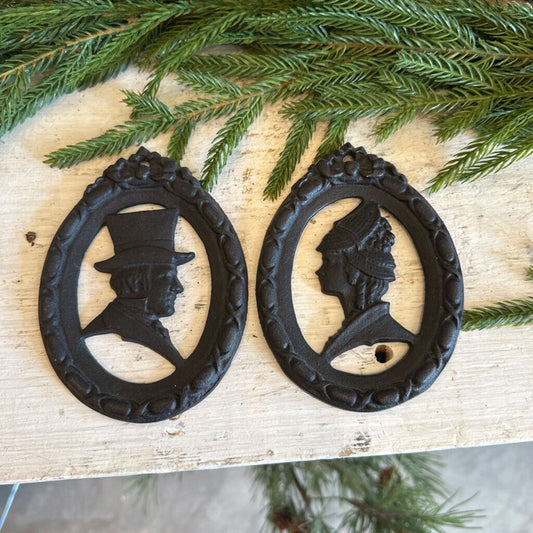 CAST IRON VICTORIAN SILHOUETTE PAIR