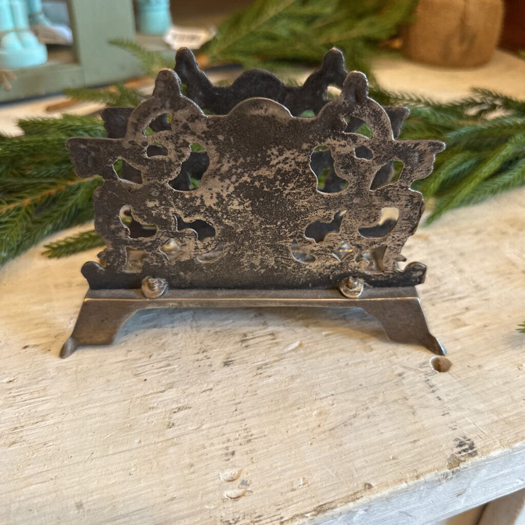 ORNATE BRASS LETTER HOLDER WITH SHELL TRAY