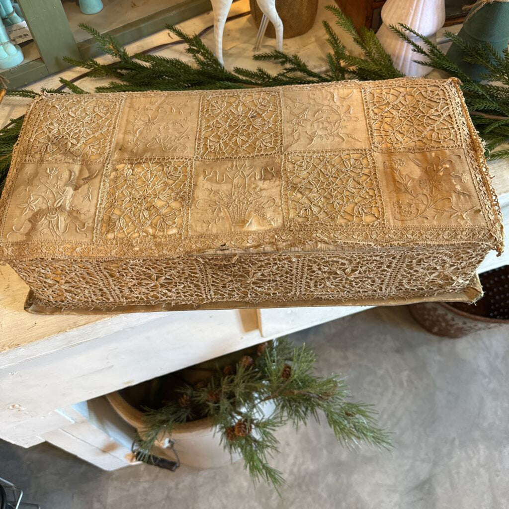 ANTIQUE BELGIAN LACE COVERED BOX