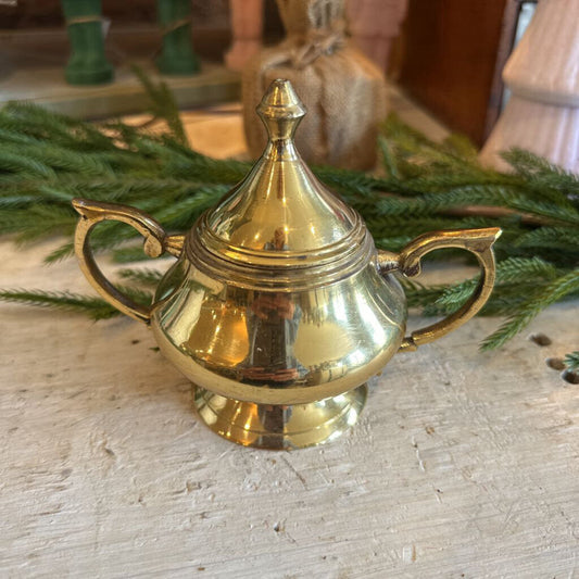 VINTAGE BRASS SUGAR DISH WITH LID