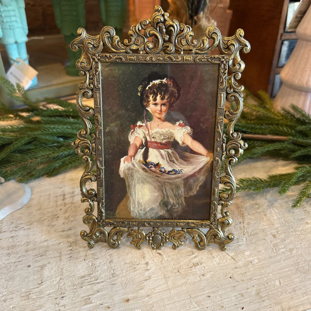 VINTAGE FRAMED PRINT OF YOUNG GIRL