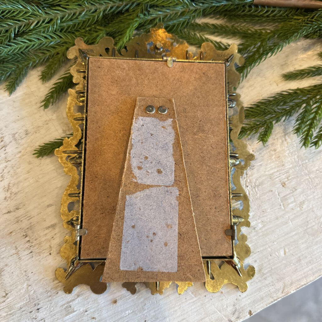 VINTAGE FRAMED PRINT OF WOMAN WITH FLOWERS IN HAIR