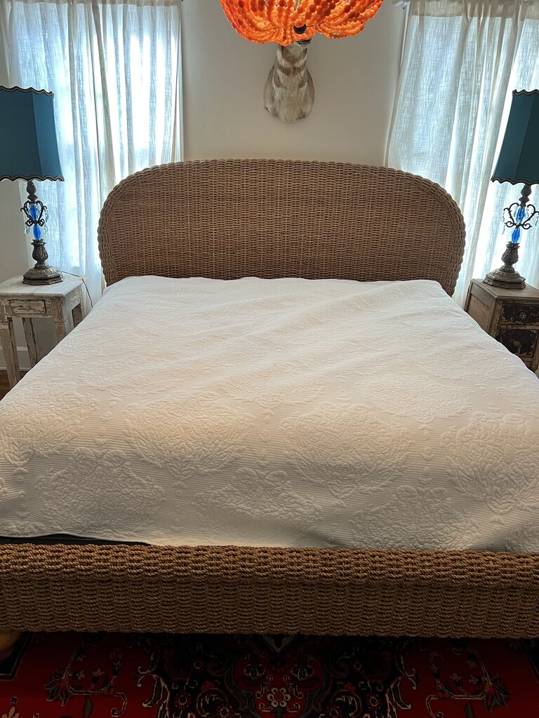 BOHO WOVEN HEADBOARD AND FOOTBOARD WITH FRAME