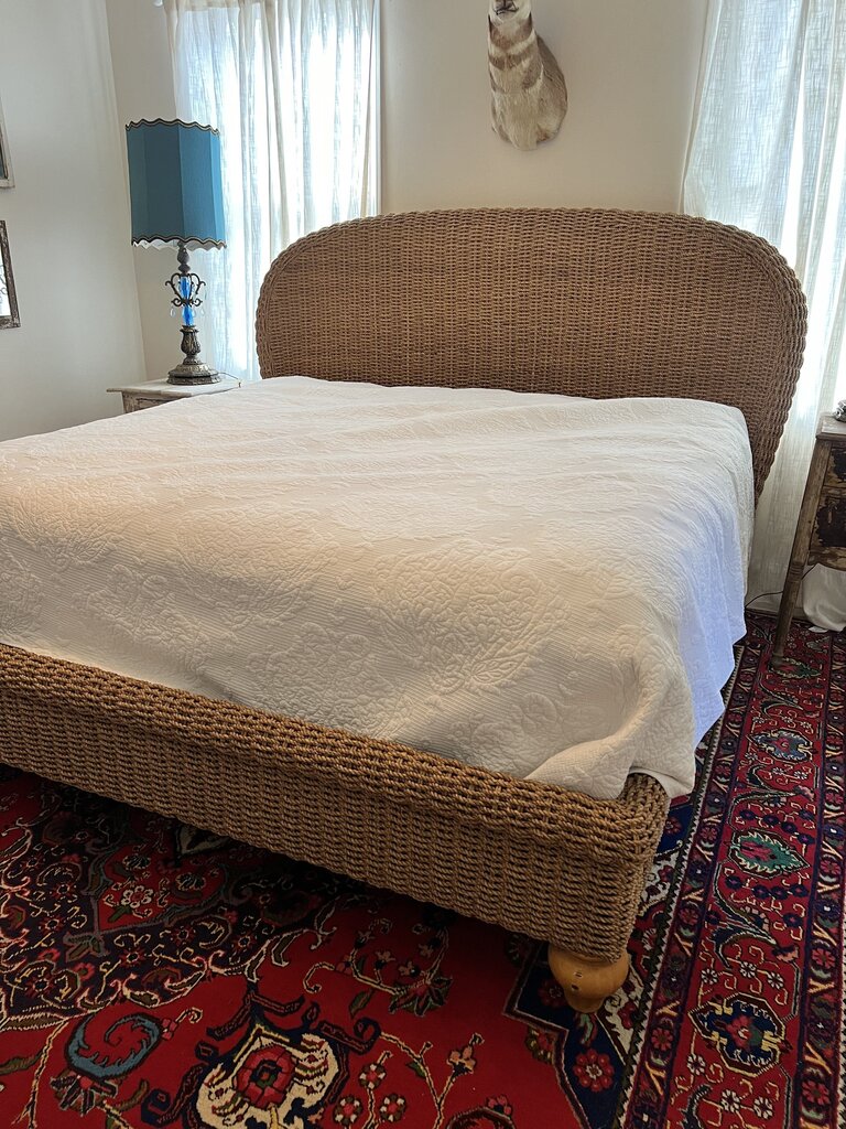 BOHO WOVEN HEADBOARD AND FOOTBOARD WITH FRAME