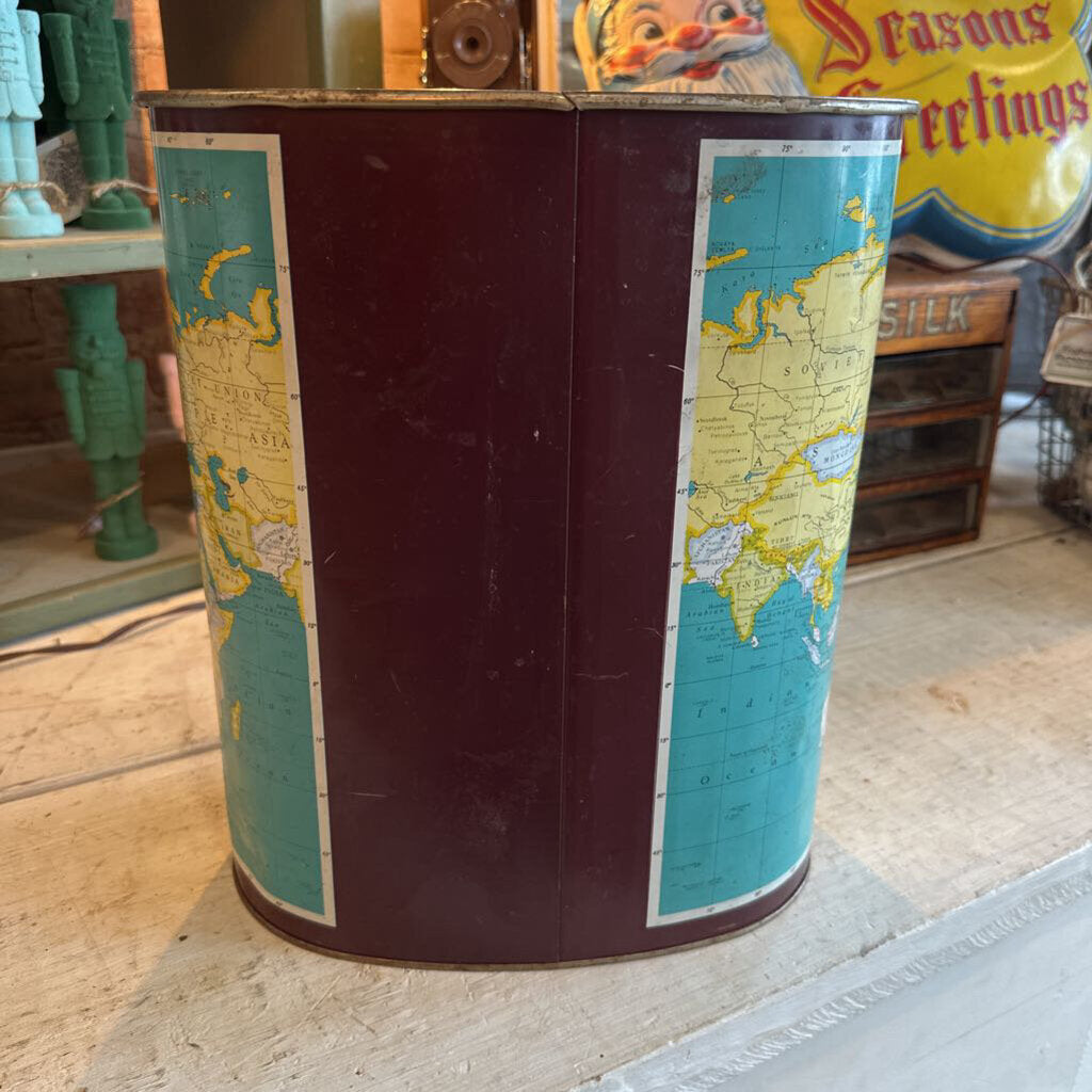 VINTAGE RAND MCNALLY MAP TRASH CAN