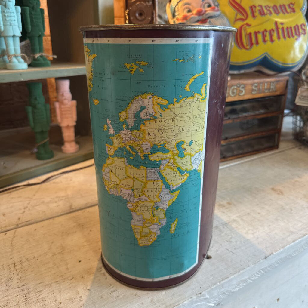 VINTAGE RAND MCNALLY MAP TRASH CAN